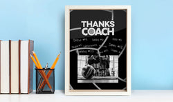 Volleyball coach gift photo frame with "Thanks Coach" text, team picture, and personalized player names.