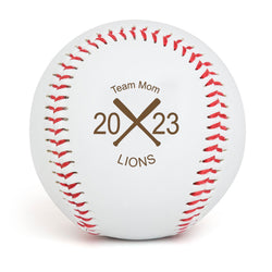 Baseball Team Mom Crossed Bats Laser Engraved Baseball