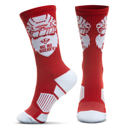 Hockey Woven Mid-Calf Socks - Ho Ho Hockey Santa