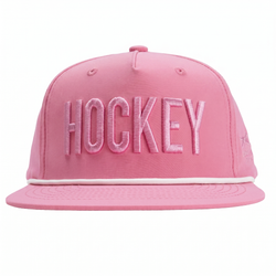 Pink cap with 'HOCKEY' embroidery on a white background