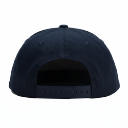back of a navy rope cap on a white background