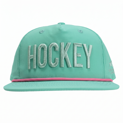 Green cap with 'HOCKEY' text on a white background