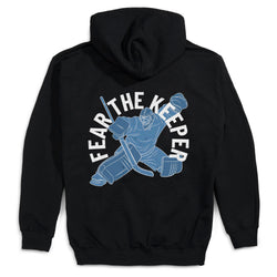 Black hoodie with 'Fear The Keeper' graphic on the back