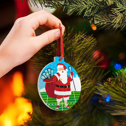 Lacrosse Round Ceramic Ornament - Santa