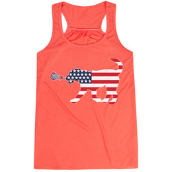 Girls Lacrosse Flowy Racerback Tank Top - Patriotic LuLa the Lax Dog