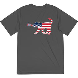 Girls Lacrosse Short Sleeve Performance Tee - Patriotic LuLa the Lax Dog