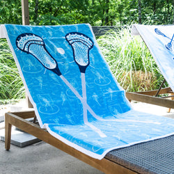 Guys Lacrosse Premium Beach Towel - Blue Crossed Sticks