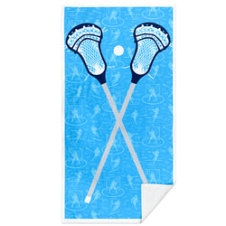 Guys Lacrosse Premium Beach Towel - Blue Crossed Sticks