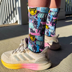 Girls Lacrosse Graphic Flex Mid-Calf Socks - Lax Girl Life