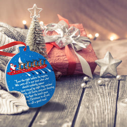 Crew Round Ceramic Ornament - Reindeer and Santa 'Twas the Night
