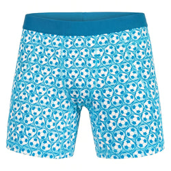 Spandex shorts with soccer ball pattern on a white background
