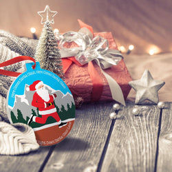 Running Round Ceramic Ornament - Here Comes Santa Claus