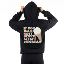 Volleyball Hooded Sweatshirt - If You Want Soft Serve (Back Design)