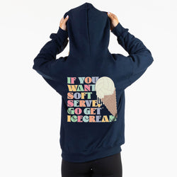 Volleyball Hooded Sweatshirt - If You Want Soft Serve (Back Design)
