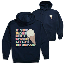 Volleyball Hooded Sweatshirt - If You Want Soft Serve (Back Design)