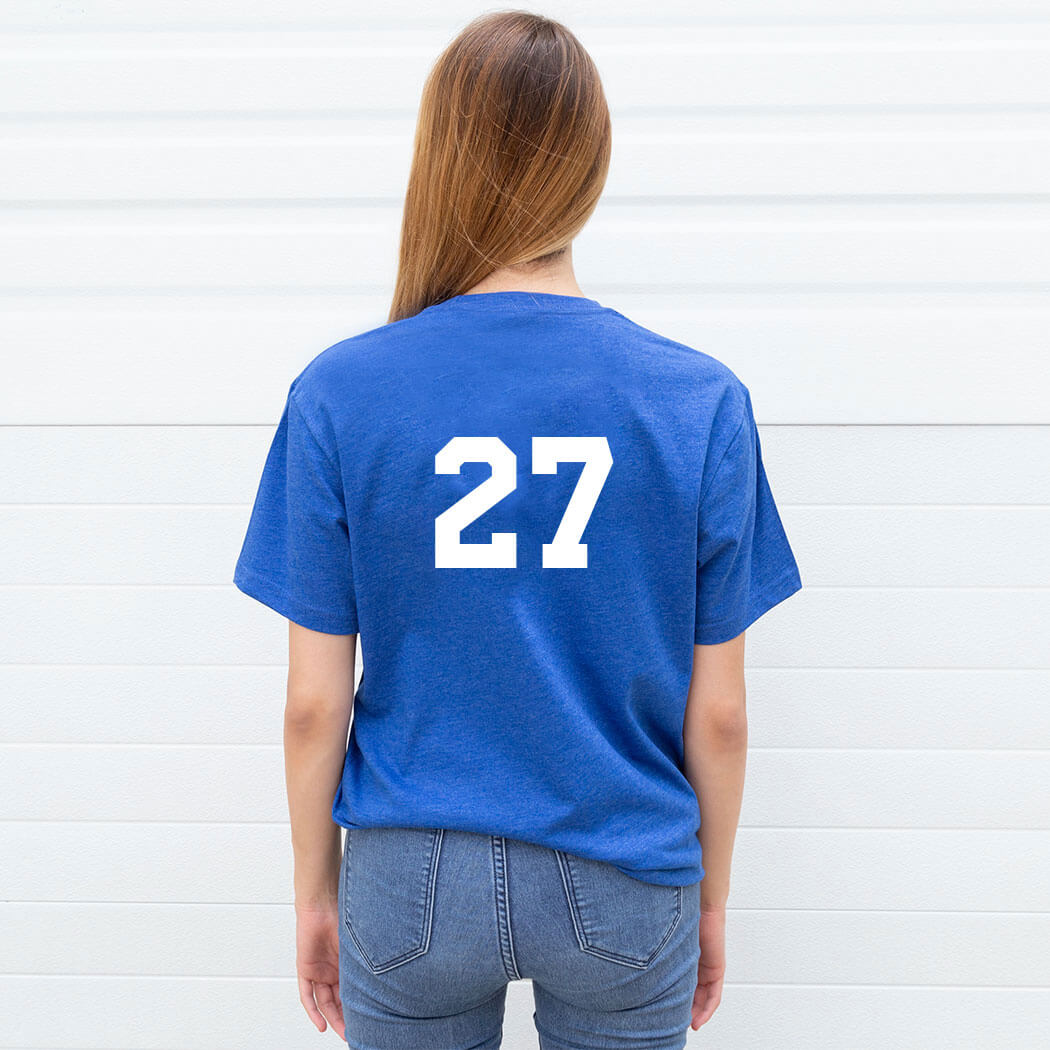 Girls Lacrosse Short Sleeve T-Shirt - Patriotic Lax Girl - Personalization Image