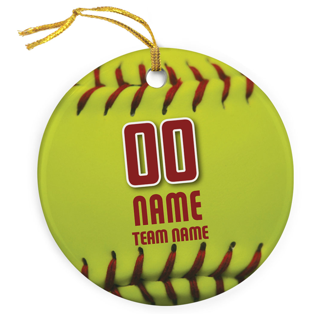 softball porcelain ornament personalized big number with christmas gifts for softball players