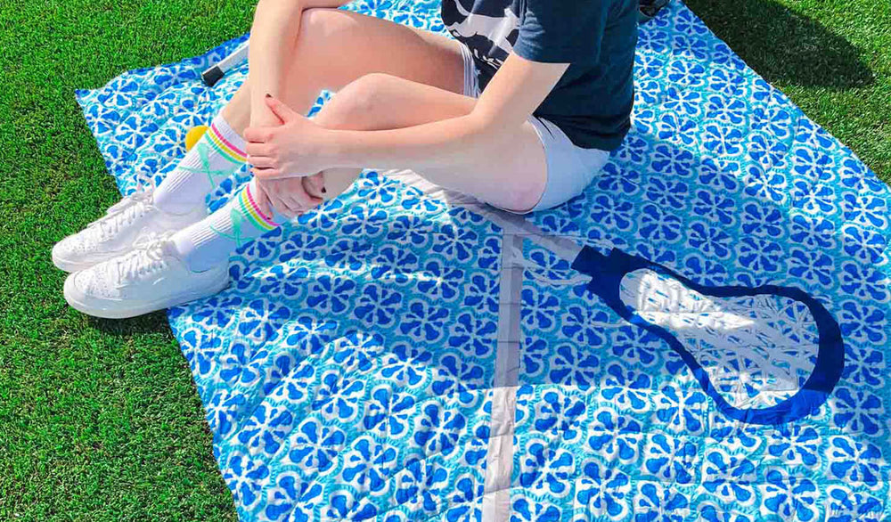 Girls Lacrosse Outdoor Blanket