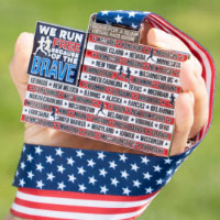 Patriotic "We Run Free Because of the Brave" virtual race medal with American flag ribbon