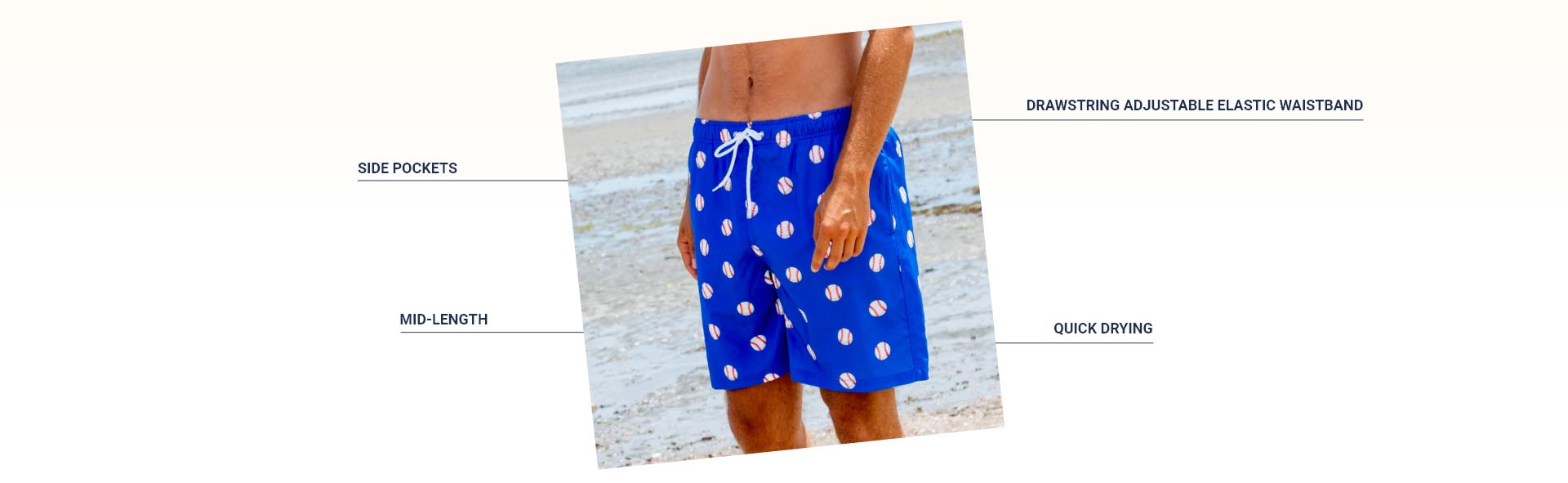 BASEBALL SWIM TRUNKS DETAILS