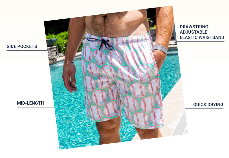 BASEBALL SWIM TRUNKS DETAILS