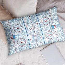 Hockey pillowcase featuring a full ice rink diagram design with scratched ice texture.