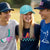 Three young people standing together with sports themed tees and hats  outdoors on a grassy field.