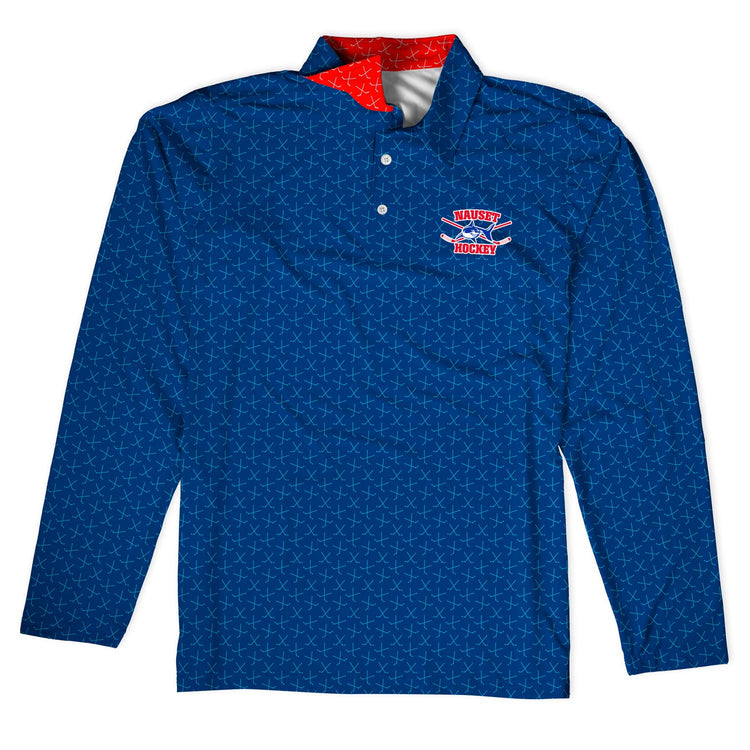 Custom Hockey Long Sleeve Polo Shirt - Personalized Team Polo Shirts