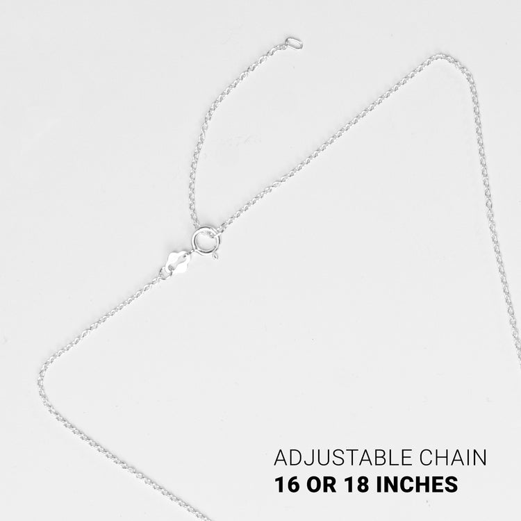 Sterling Silver Lacrosse Stick Pendant Necklace with Cubic Zirconia