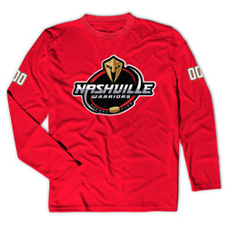 Hockey Long  Sleeve Velocitee Performance Tee - Nashville Warriors - Red