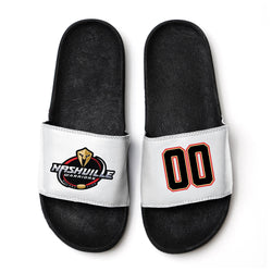 Hockey Airslide Slide Sandals - Nashville Warriors - Logo and Number - White