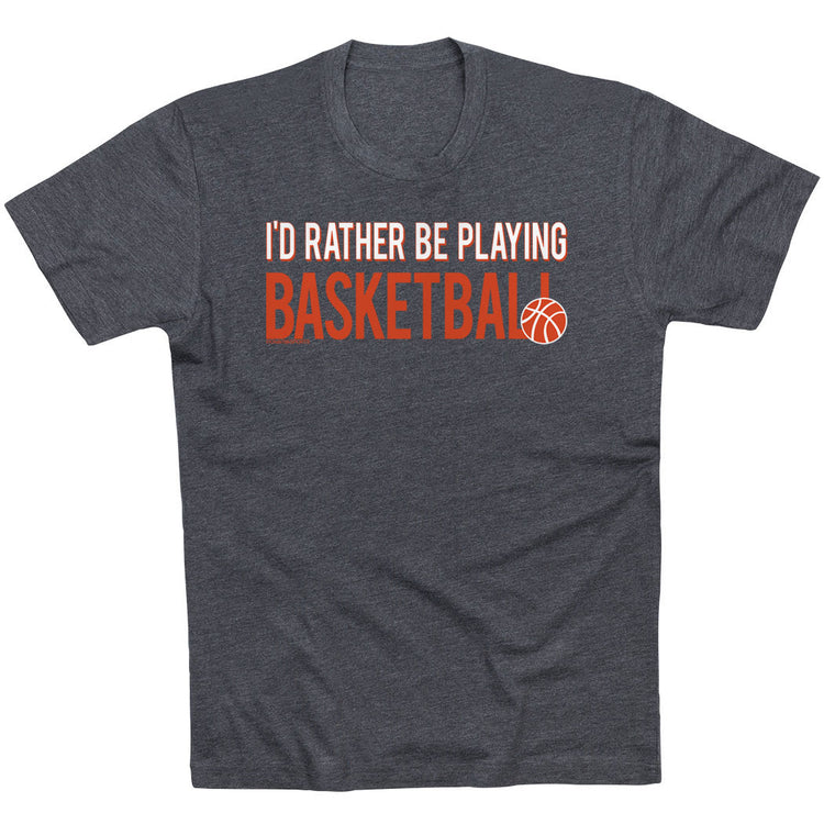 Basketball Tshirt Short Sleeve I'd Rather Be Playing Basketball [Youth X-Large/Charcoal] - SS