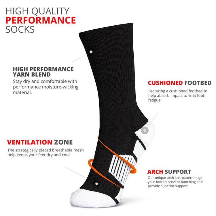 Basketball Woven Mid-Calf Socks - Player (Black/White)