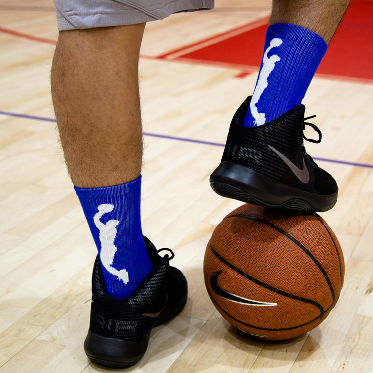 Basketball Woven Mid-Calf Socks - Player (Royal Blue/White)