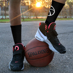 Basketball Woven Mid-Calf Socks - Ball Silhouette (Black/White)