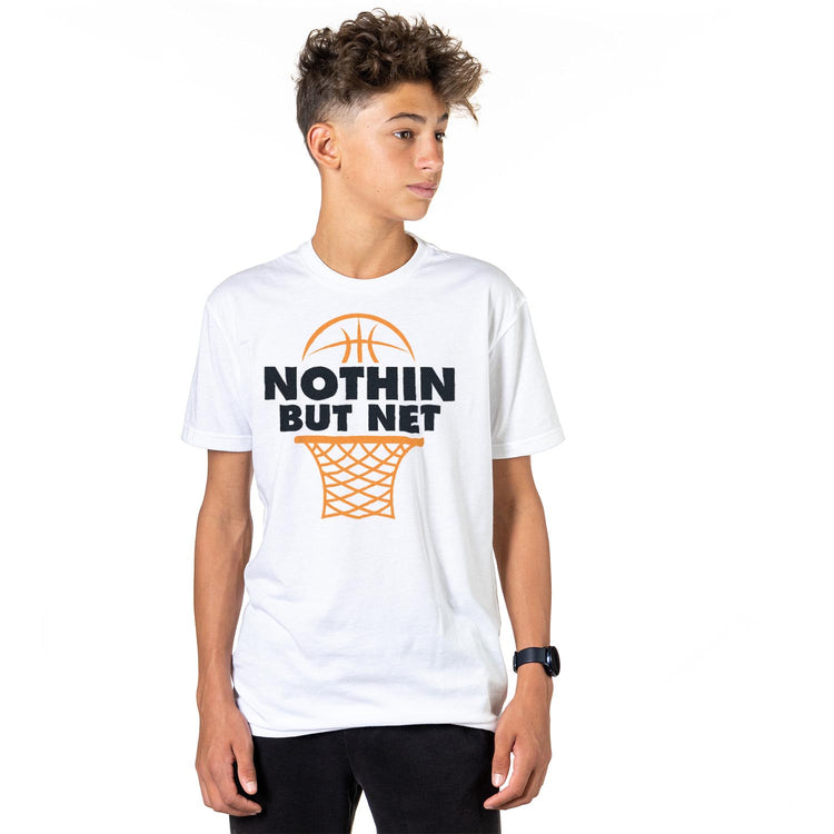 Basketball Tshirt Short Sleeve Nothin But Net [White/Adult Large] - SS