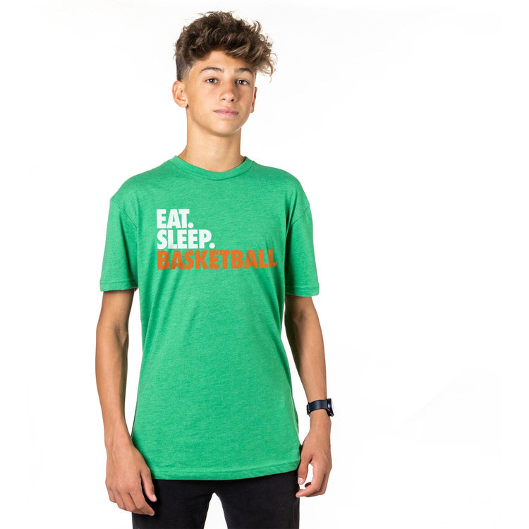 Basketball T-Shirt Short Sleeve Eat. Sleep. Basketball. [Green/Youth Large] - SS