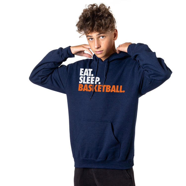 Basketball Hooded Sweatshirt - Eat. Sleep. Basketball. [Navy/Adult Small] - SS