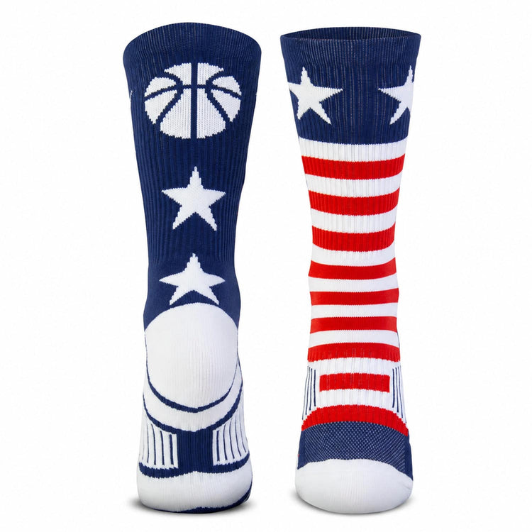 Basketball Woven Mid-Calf Socks - Stars and Stripes