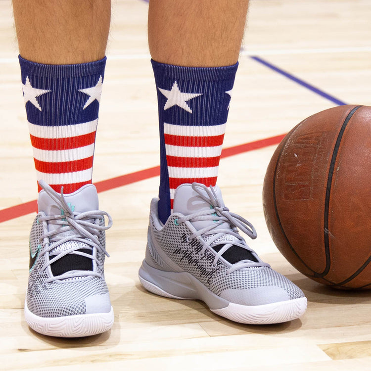 Basketball Woven Mid-Calf Socks - Stars and Stripes