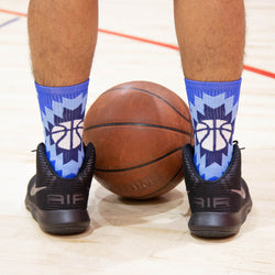 Basketball Woven Mid-Calf Socks - Aztec (Blue)