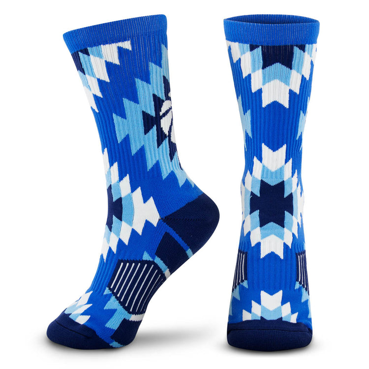 Basketball Woven Mid-Calf Socks - Aztec (Blue)