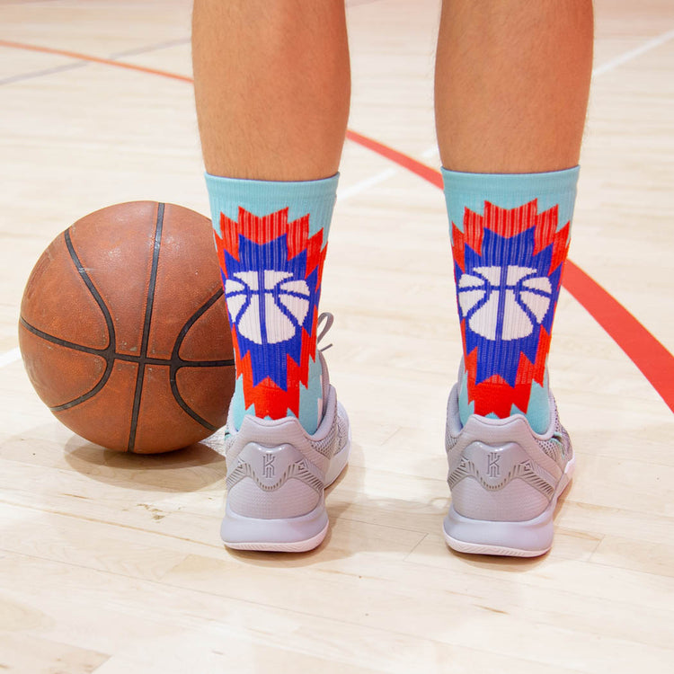 Basketball Woven Mid-Calf Socks - Aztec (Blue/Green)
