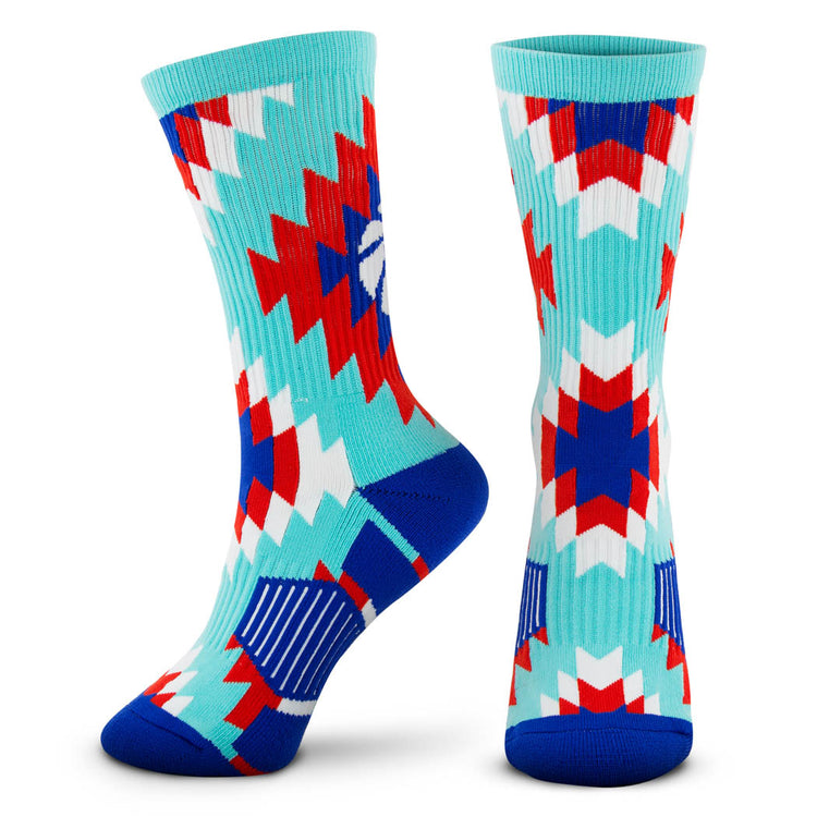 CTS Basketball Woven Mid-Calf Socks - Aztec (Blue/Green)