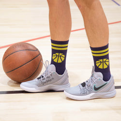Basketball Woven Mid-Calf Socks - Ball (Navy/Gold)