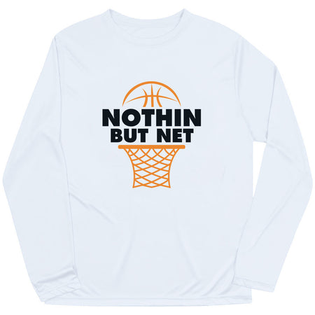 Basketball Long Sleeve Performance Tee - Nothin But Net [White/Adult X-Small] - SS