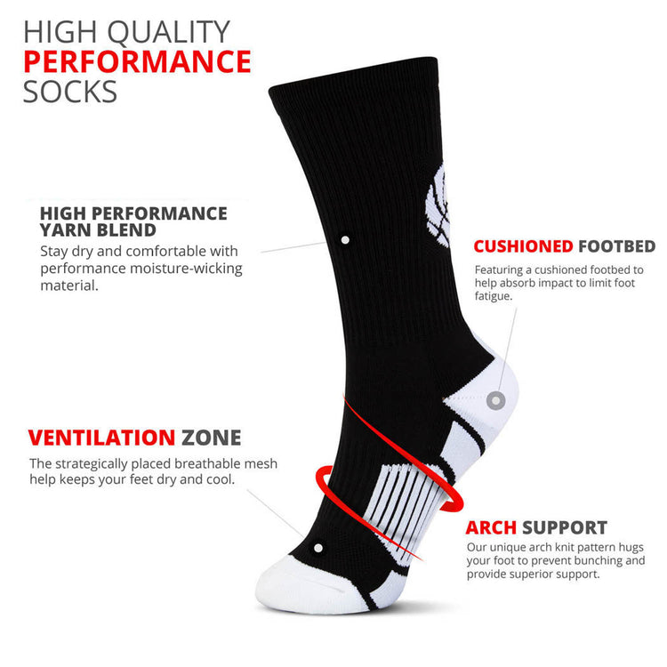 Basketball Woven Mid-Calf Socks - Superelite (Black/White)
