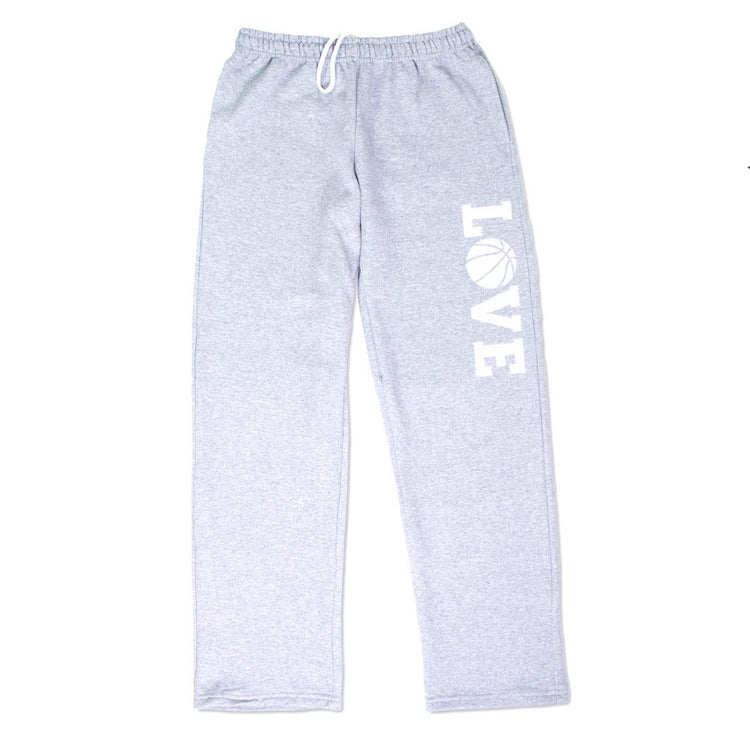 Basketball Fleece Sweatpants - Basketball Love [Youth Large/Gray] - SS