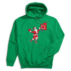 Basketball Hooded Sweatshirt - Slam Dunk Santa [Adult Small/Green] - SS