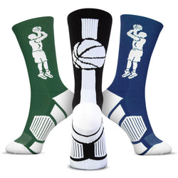 Basketball Woven Mid-Calf Sock Set -  Two Players One Ball